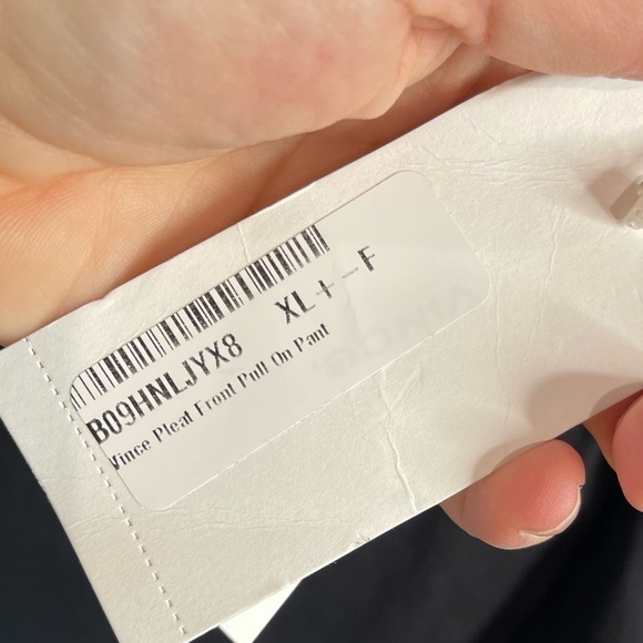 NWT Vince Women’s XL Pleated Front Straight Leg Linen Blend Black Pull On Pants - Picture 10 of 16